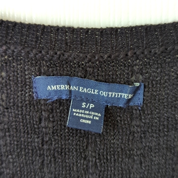 American Eagle Knit Quarter Sleeve Round Neck Flowy A-Line Mini Dress Black S - Picture 5 of 12